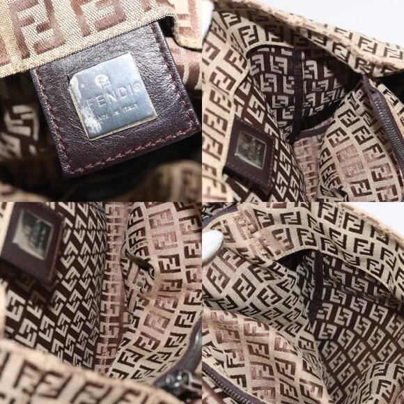 FENDI Zucchino Canvas Tote Bag Beige Silver Auth 143354 - Picture 14 of 15